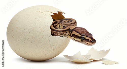 egg on white background anaconda snake