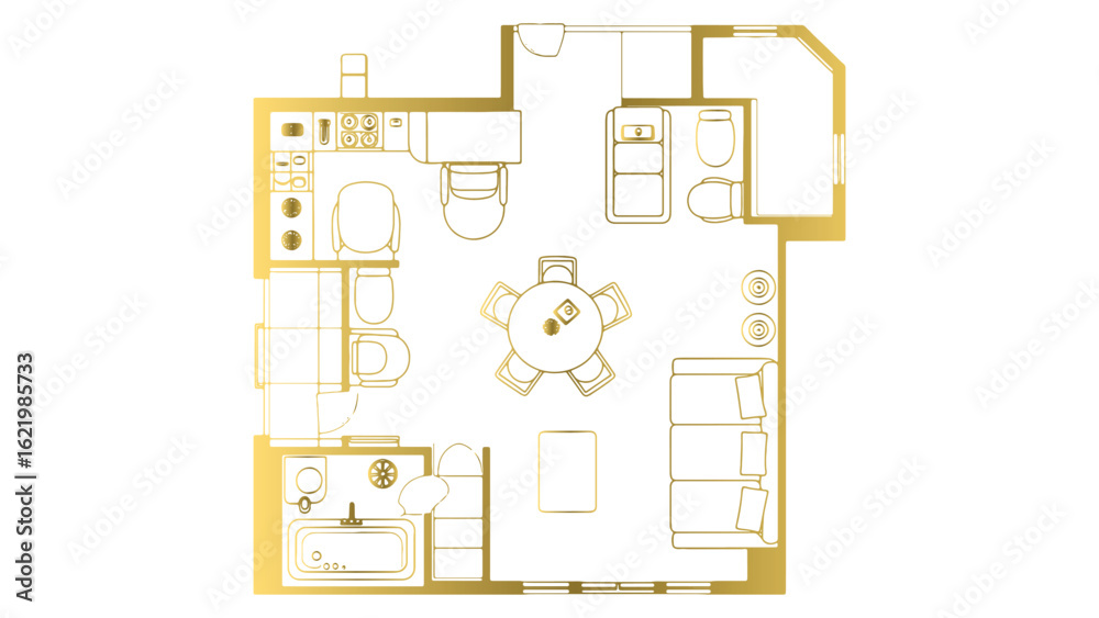 Fototapeta premium Apartment Floor Plan Vector Illustration Showing Layout and Interior Design Blueprint