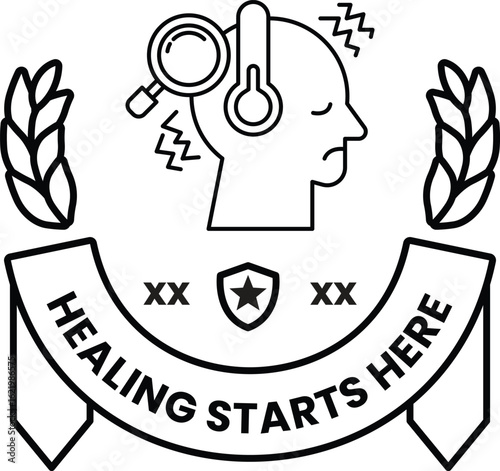 A man with headphones on his head and a skull on his forehead