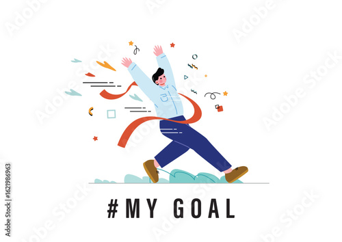 目標を達成するビジネスマン