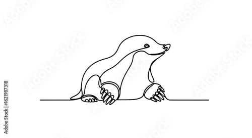 Line drawing of a playful animal silhouette with claws  
