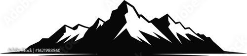 Jagged mountain peaks silhouette summit rock