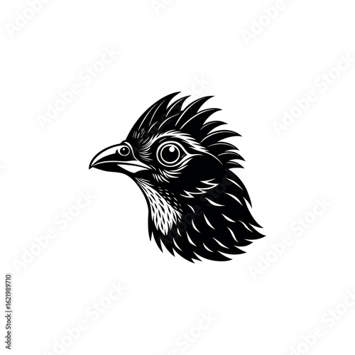A trogon bird's head silhouette art vector illustration.