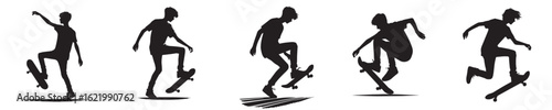 vector of young man playing skateboard silhouette