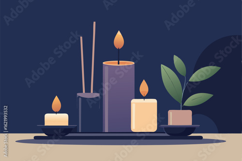 burning candles on a black background