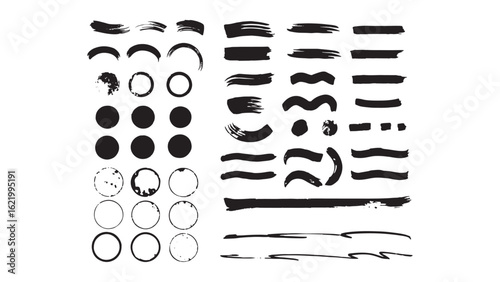 Grunge Brush Strokes Collection Vector Illustration for Artistic Design and Decoration