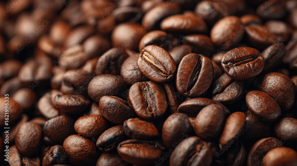 Obraz premium Roasted coffee beans close-up