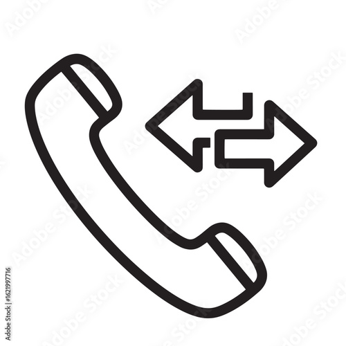 Incoming and outgoing phone call icon depicting communication and two way conversation
