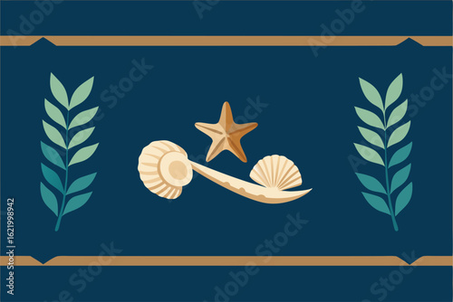 illustration of a snail shell on blue background