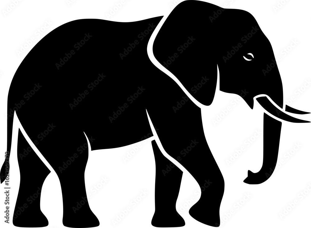 Fototapeta premium Minimalistic black elephant silhouette vector