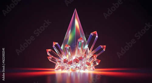 Iridescent Crystals Pyramid Abstract Art