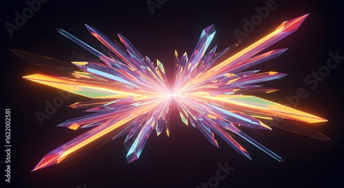 Abstract Crystal Explosion Neon Rainbow Light