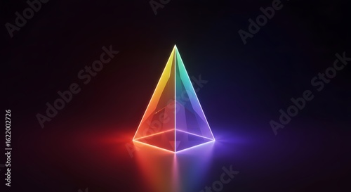 Neon Rainbow Pyramid Abstract Background