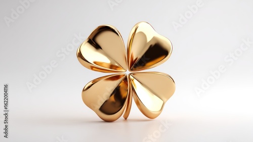 Polished golden four-leaf clover