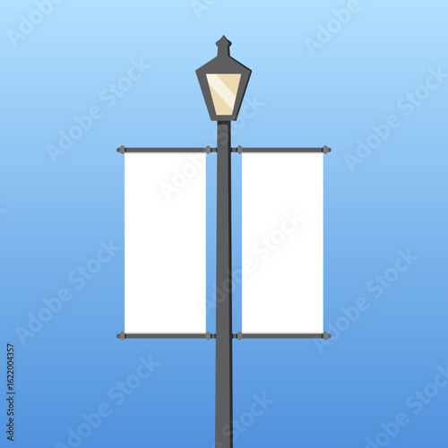 Street Light with Blank Banners Illustration
