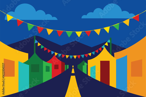 brazilian carnival street with lights