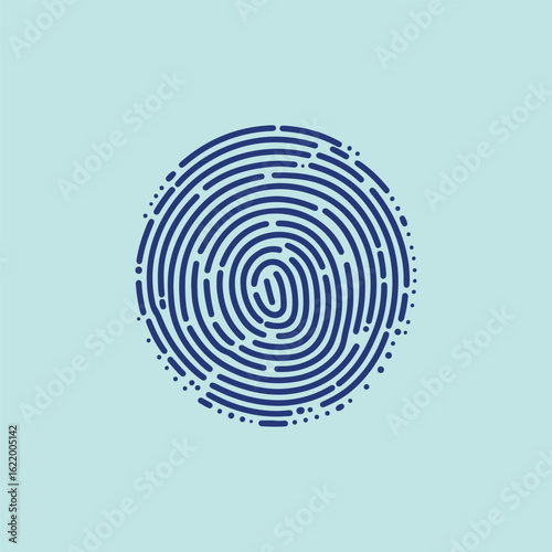 Abstract blue fingerprint pattern on light blue background