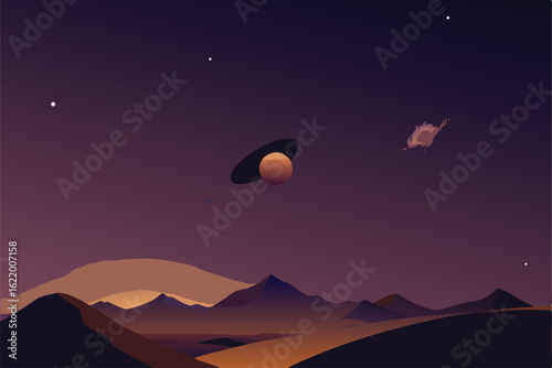 the moon over the mountains