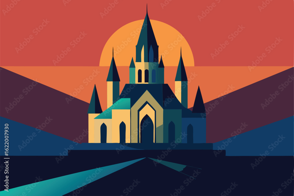 Naklejka premium church silhouette vector illustration
