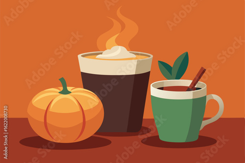 hot beverages like apple cider and pumpkin spice l.eps