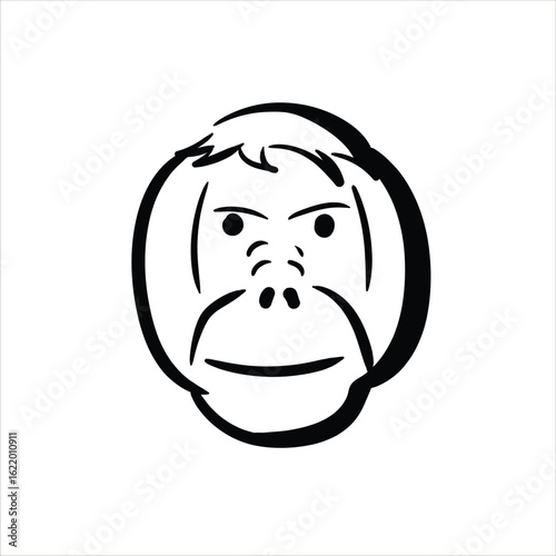 Lineart Orangutan Vector Illustration Minimalist Lineart Style