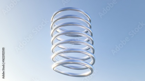 74.A scientific illustration of a spiral spring with force vectors, showing the pulling force in one direction and the springâ€™s natural tendency to return to its original form, set against a clear