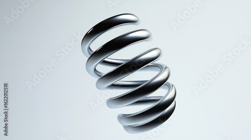 74.A scientific illustration of a spiral spring with force vectors, showing the pulling force in one direction and the springâ€™s natural tendency to return to its original form, set against a clear