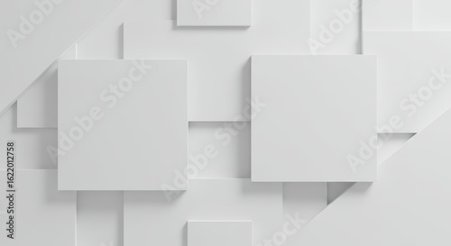 Wallpaper Mural Minimalist White Geometric Wall Decor with Square Panels in Modern Interior Torontodigital.ca