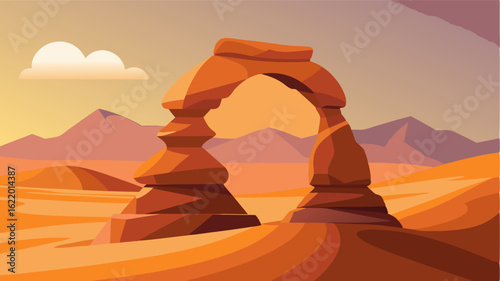 The delicate arch of stones seems to defy gravity standing tall and proud in the harsh desert terrain.