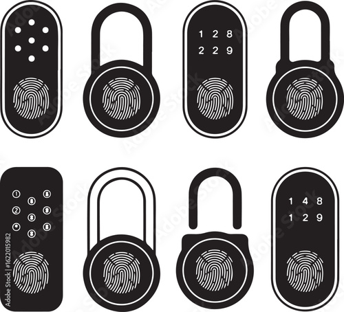 Black fingerprint locks and digital keypads padlock