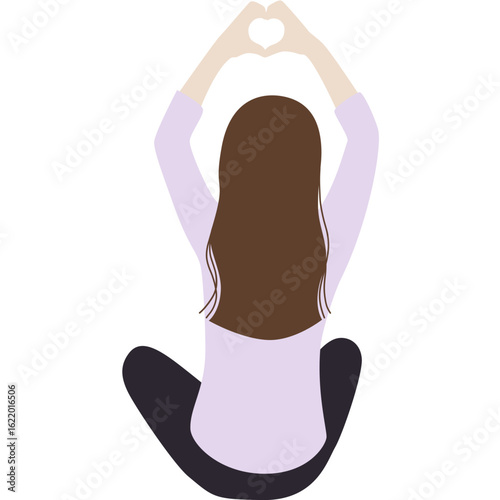 Girl sitting back pose illustration