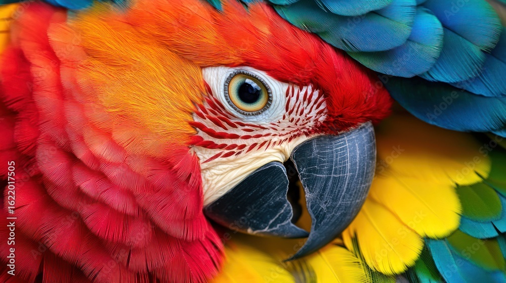 Obraz premium Vibrant Parrot Close-up in Jungle