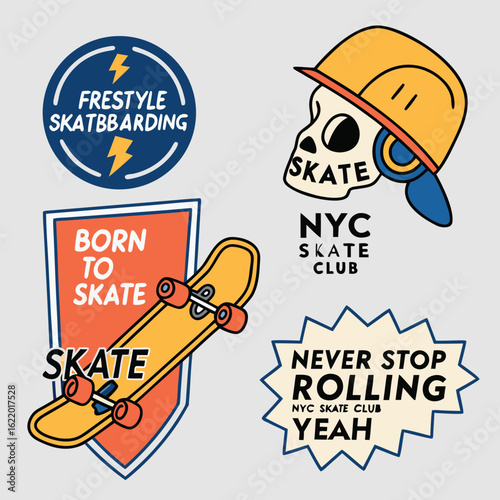 Skateboarding Themed Graphic Designs Featuring Skulls Skateboards and Skate Club Logos