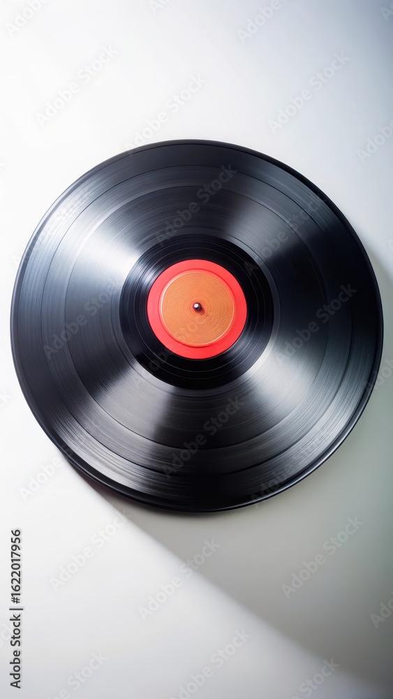 Fototapeta premium Spinning vinyl record on white background with circular motion