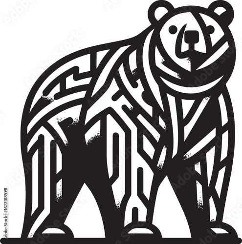 Tribal bear on white background. Vector illustration. EPS 10
