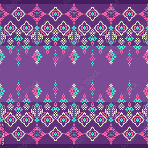 Hand drawn Batik seamless pattern. Geometric abstract illustration, Ethnic wallpaper. Tribal vector texture. Aztec style. Folk embroidery. Indian art, Scandinavian, African rug and tile.	
