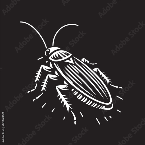 Cockroach icon on dark background. Vector illustration for your design