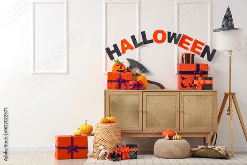 Wooden cabinet with gift bo...