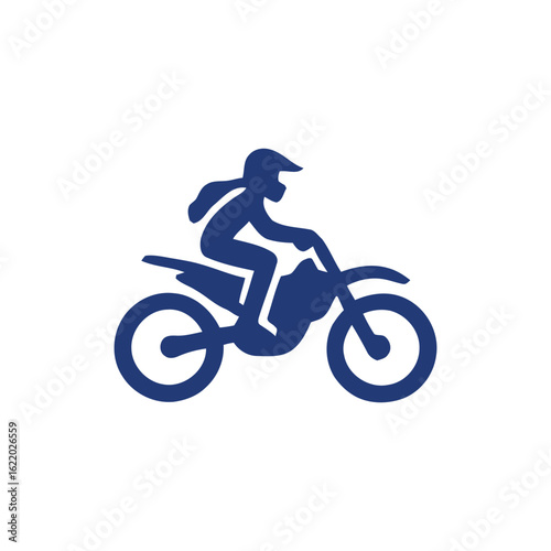 Silhouette of a motocross rider on a dirt bike, side view.