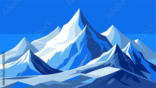 The frozen peaks of Snowy Ridge seem to never end creating an endless expanse of white against the blue sky.
