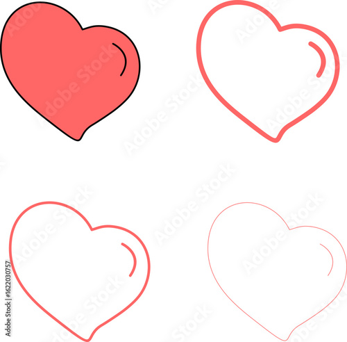 set of hearts hand drawn