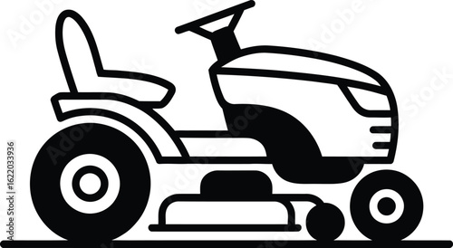 Simple line art icon of a riding lawn mower