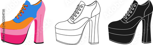 Shop platform heels vintage style shoes retro footwear fashion