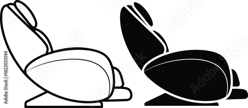 Silhouette and outline of a modern massage chair