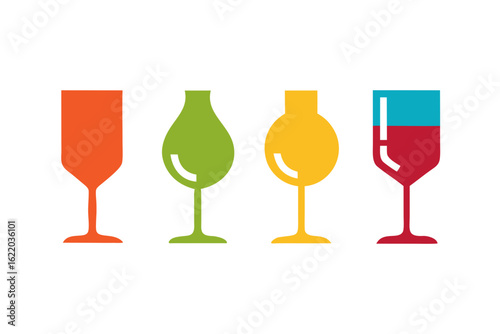 set of  Glass icon silhouette vector illustration