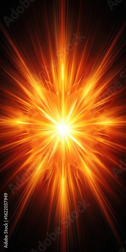 Vibrant orange abstract flare bursting forth from a dark canvas