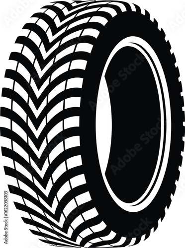Black and white illustration of a rugged off road tire tread pattern
