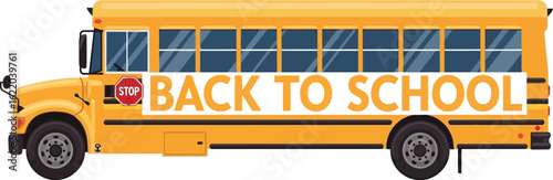Bright yellow school bus with "Back to School" text, ready for learning