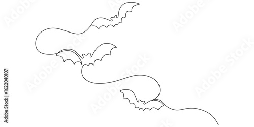 three bat flying line design for halloween day