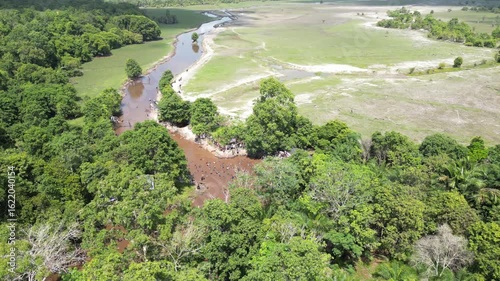 Traditional fishing by the Dayak tribe in East Barito, Central Kalimantan using a long spear called Tariuk